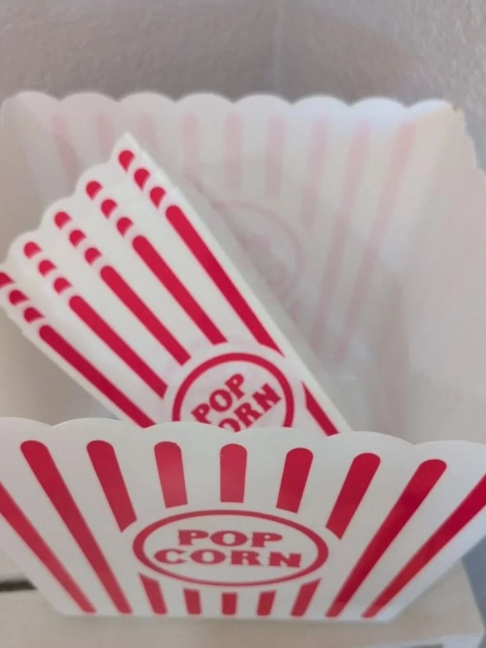 5pc set Large Retro Popcorn Bowl Tub Container Movie Theater Bucket - Reusable